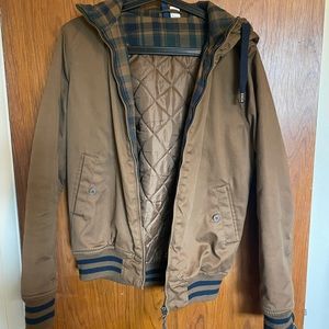 Brown/Navy hooded bomber jacket